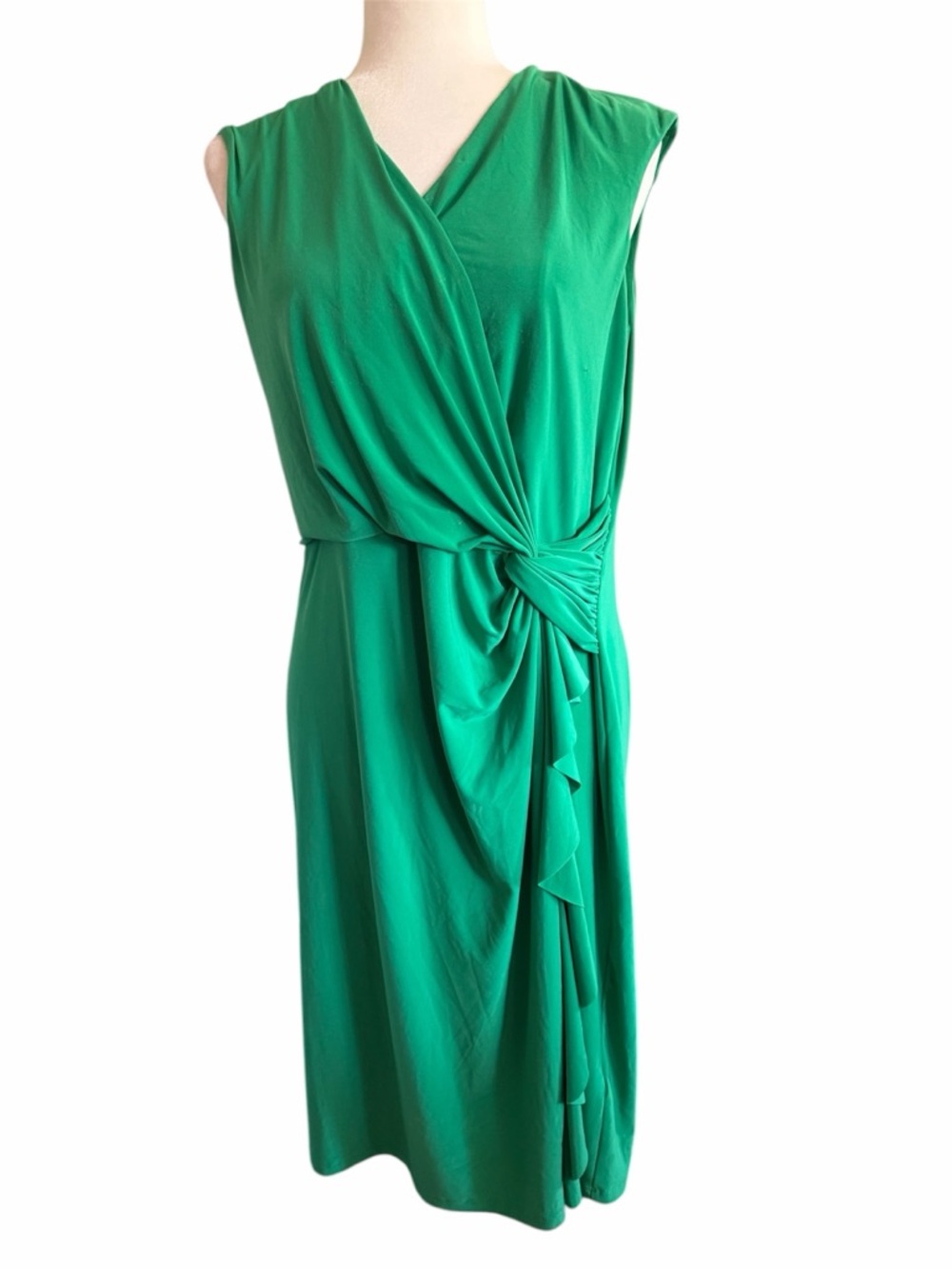 Chaps Green Sleeveless Twist-Waist Midi Dress